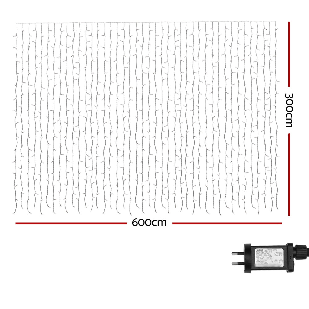 Magical 3x6M RGB LED Christmas Curtain Lights with Remote Control - 960 Bulbs for Festive Decor