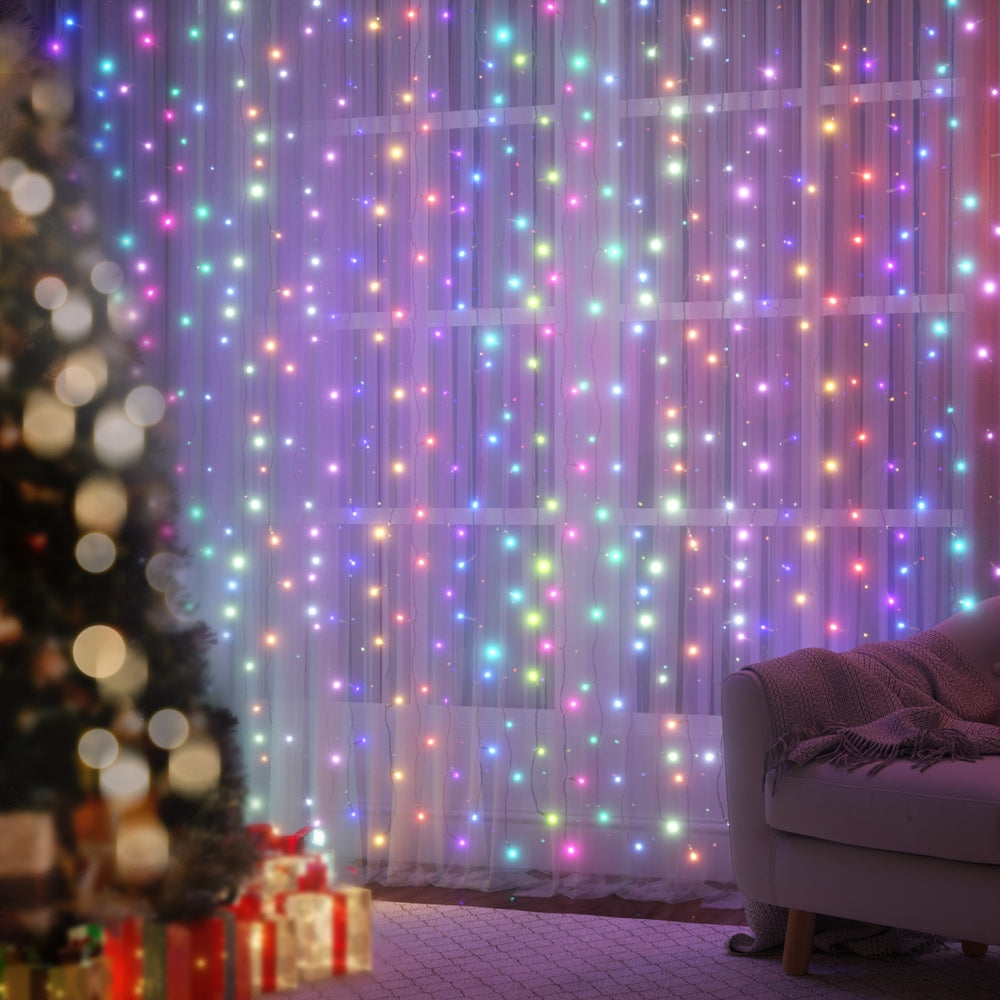 Magical 3x6M RGB LED Christmas Curtain Lights with Remote Control - 960 Bulbs for Festive Decor