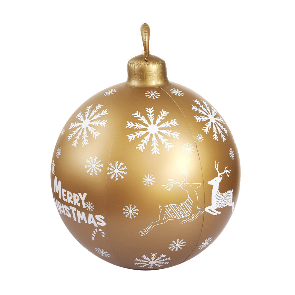 Festive Gold Inflatable Christmas Bauble Decoration - 60cm Jingle Jollys Outdoor Ornament