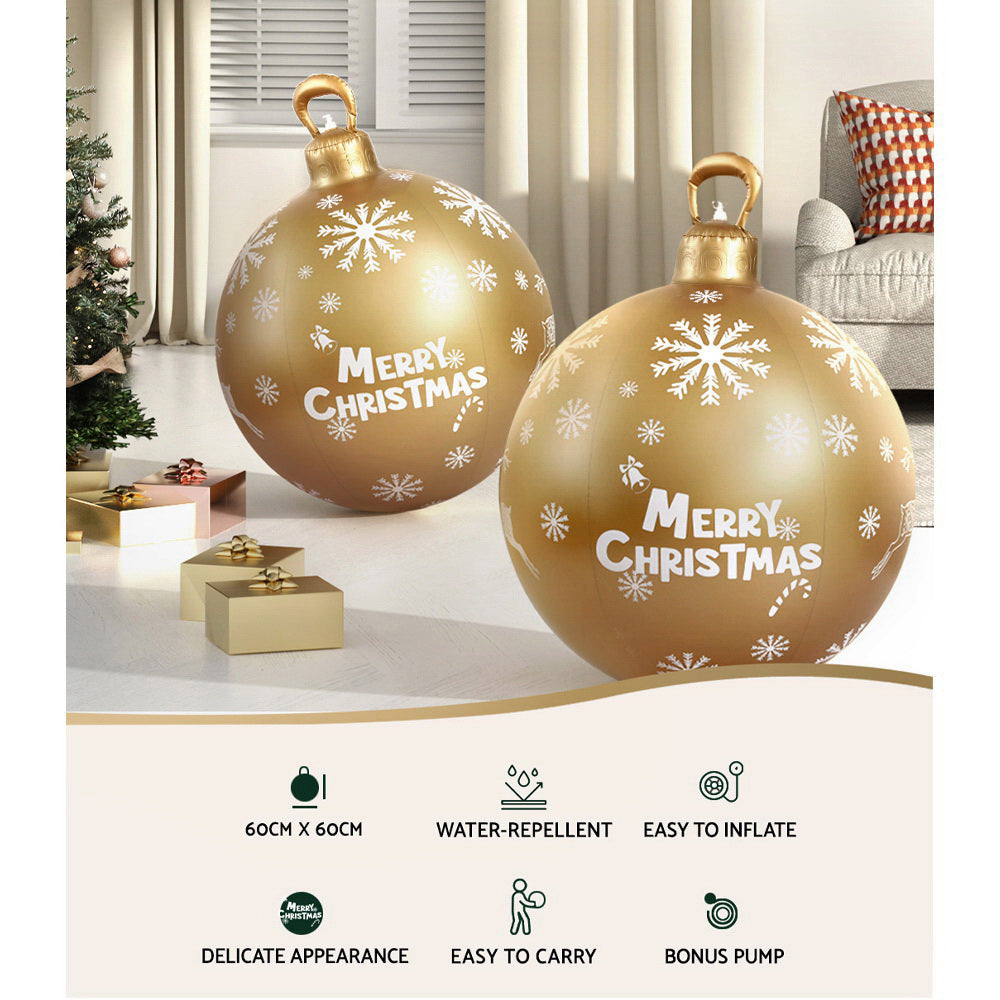 Festive Gold Inflatable Christmas Bauble Decoration - 60cm Jingle Jollys Outdoor Ornament