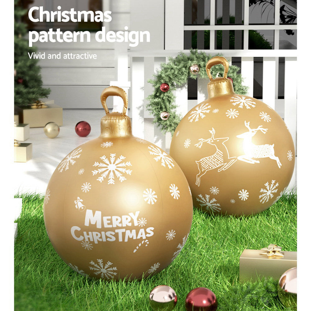 Festive Gold Inflatable Christmas Bauble Decoration - 60cm Jingle Jollys Outdoor Ornament