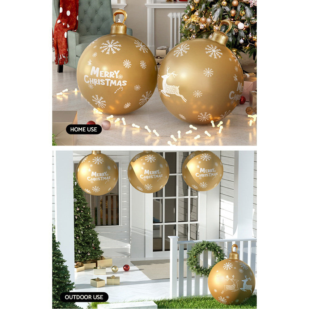 Festive Gold Inflatable Christmas Bauble Decoration - 60cm Jingle Jollys Outdoor Ornament