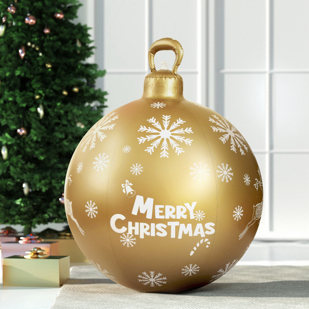 Festive Gold Inflatable Christmas Bauble Decoration - 60cm Jingle Jollys Outdoor Ornament