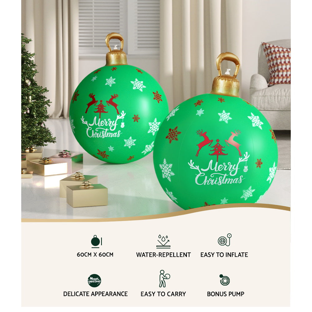 Jolly Green Christmas Inflatable Bauble Decoration - 60cm Outdoor Festive Delight