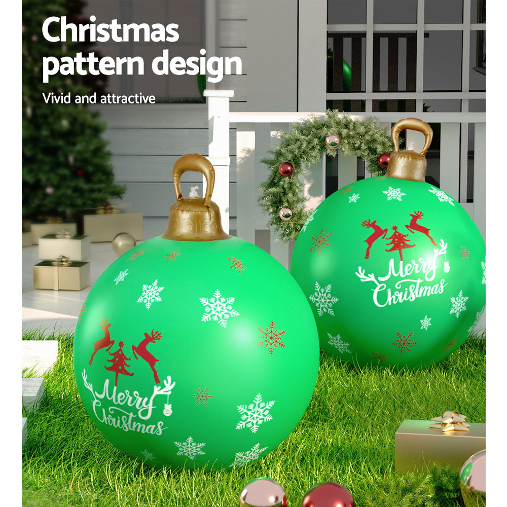 Jolly Green Christmas Inflatable Bauble Decoration - 60cm Outdoor Festive Delight