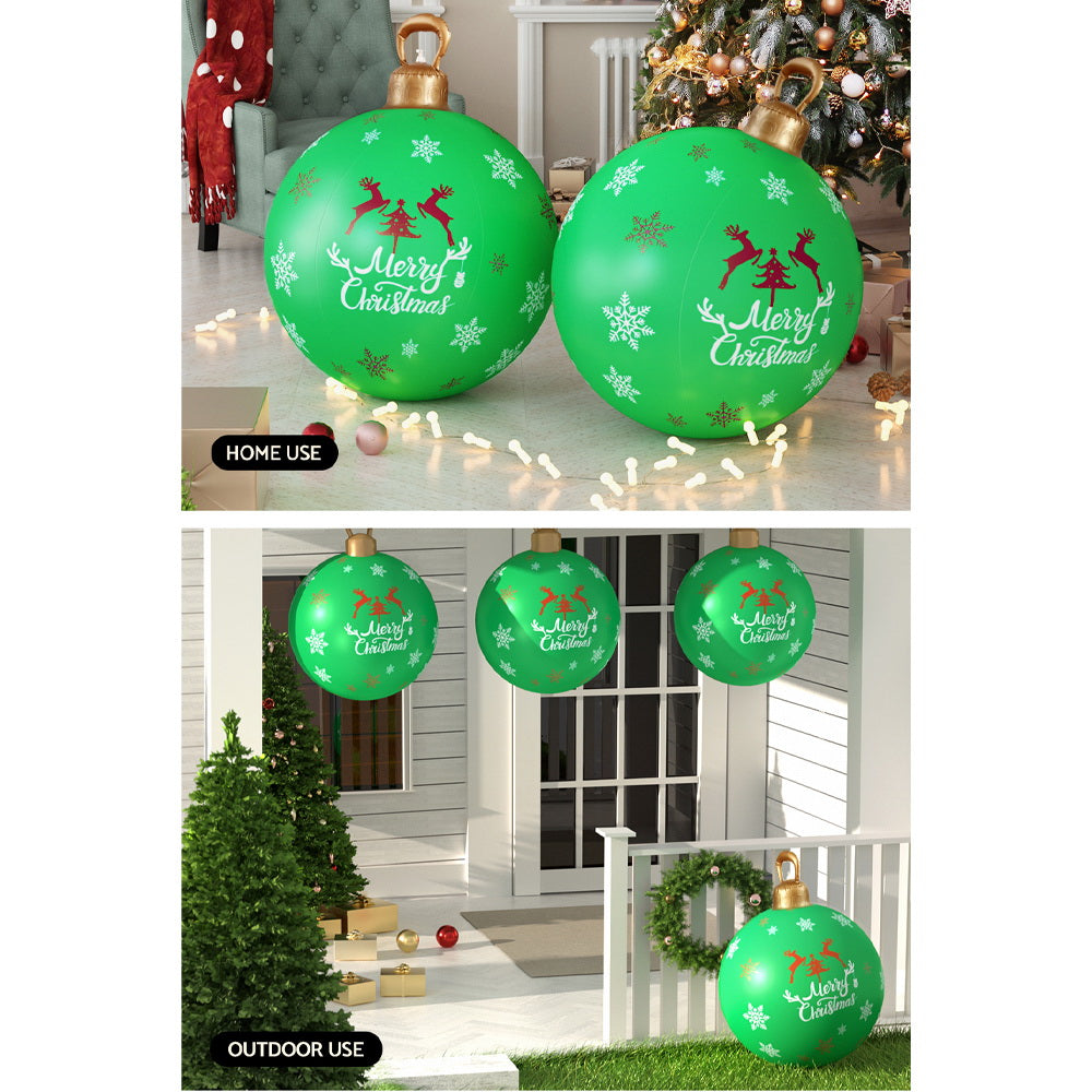 Jolly Green Christmas Inflatable Bauble Decoration - 60cm Outdoor Festive Delight