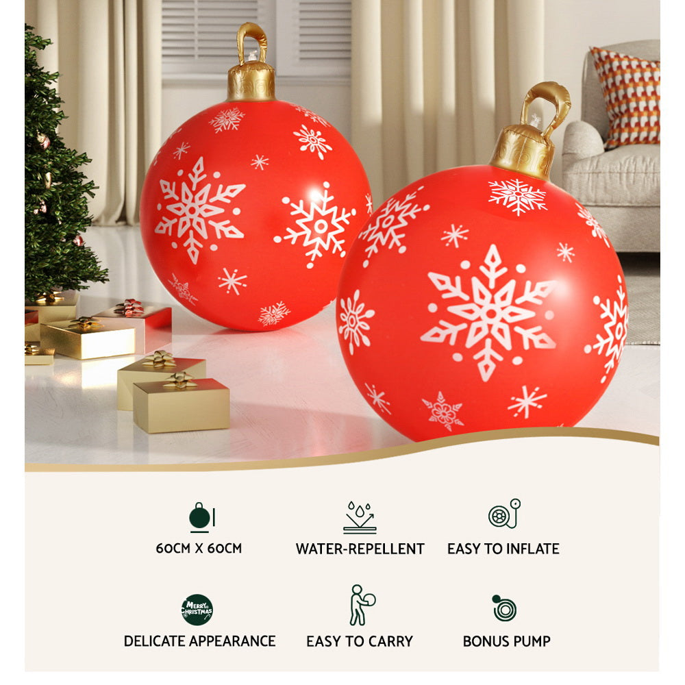 Festive Inflatable Red Christmas Bauble - 60cm Outdoor Decoration