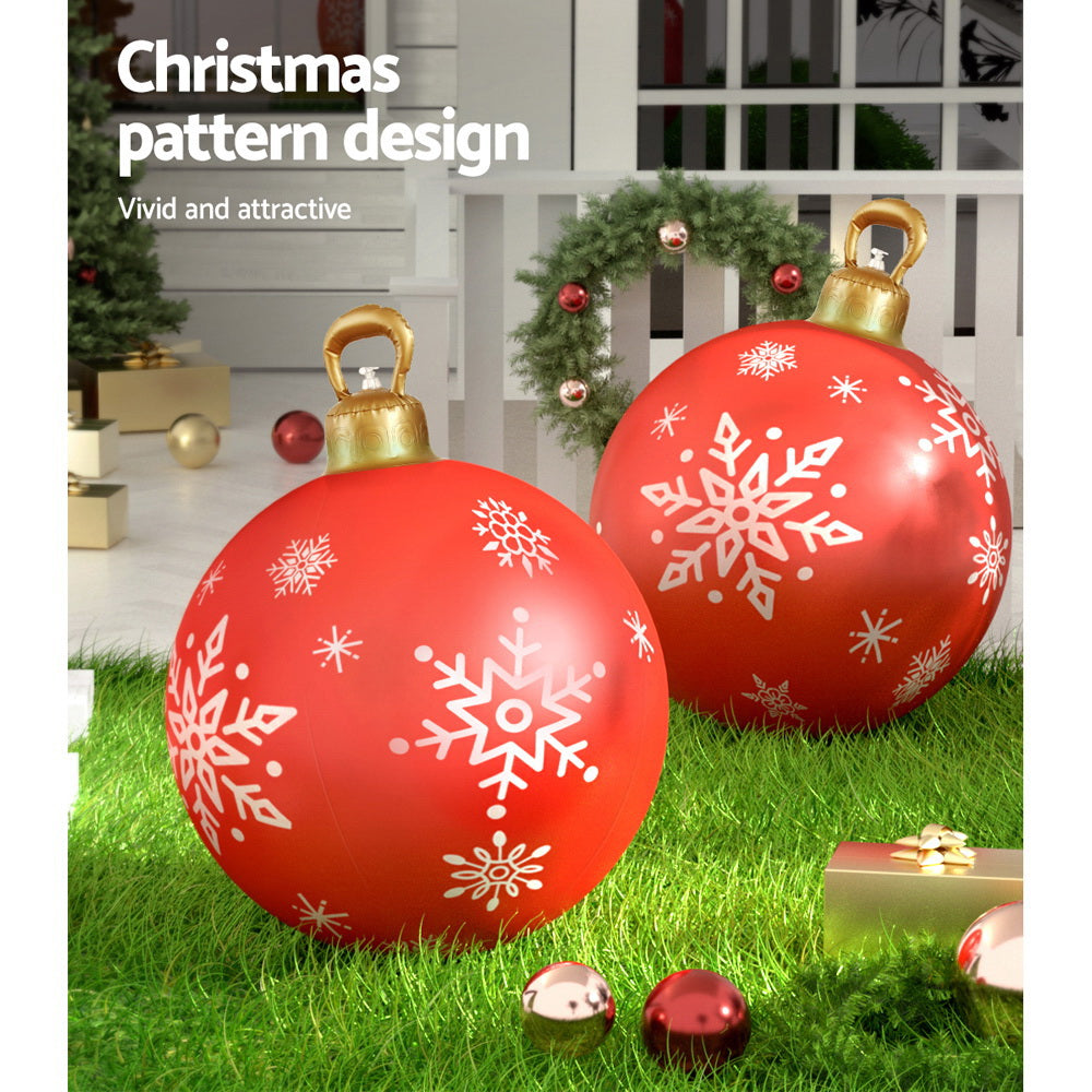 Festive Inflatable Red Christmas Bauble - 60cm Outdoor Decoration