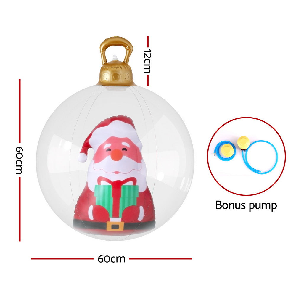 Giant 60cm Inflatable Santa Bauble - Jingle Jollys Christmas Decoration