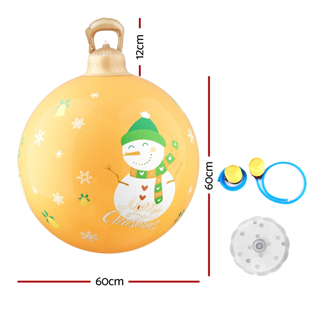 Festive Glow Christmas Inflatable Snowman Ball - 60cm LED Decor