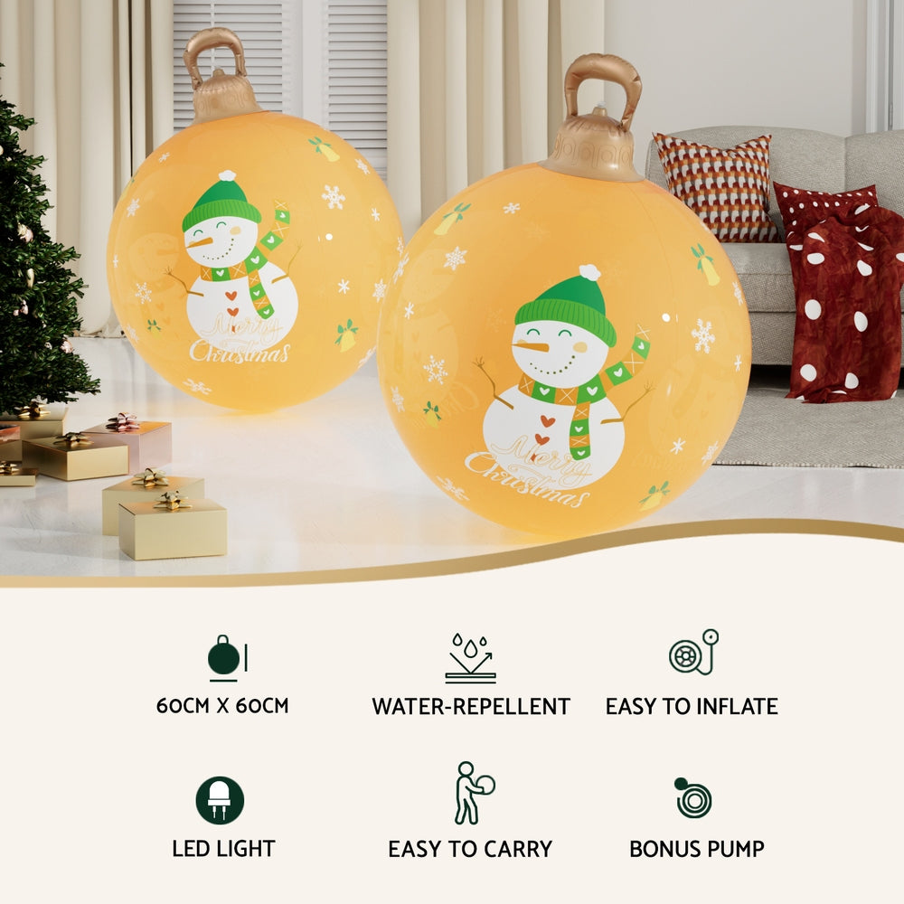 Festive Glow Christmas Inflatable Snowman Ball - 60cm LED Decor