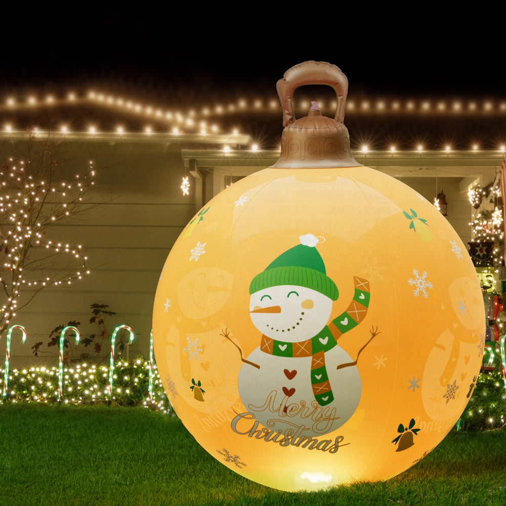 Festive Glow Christmas Inflatable Snowman Ball - 60cm LED Decor