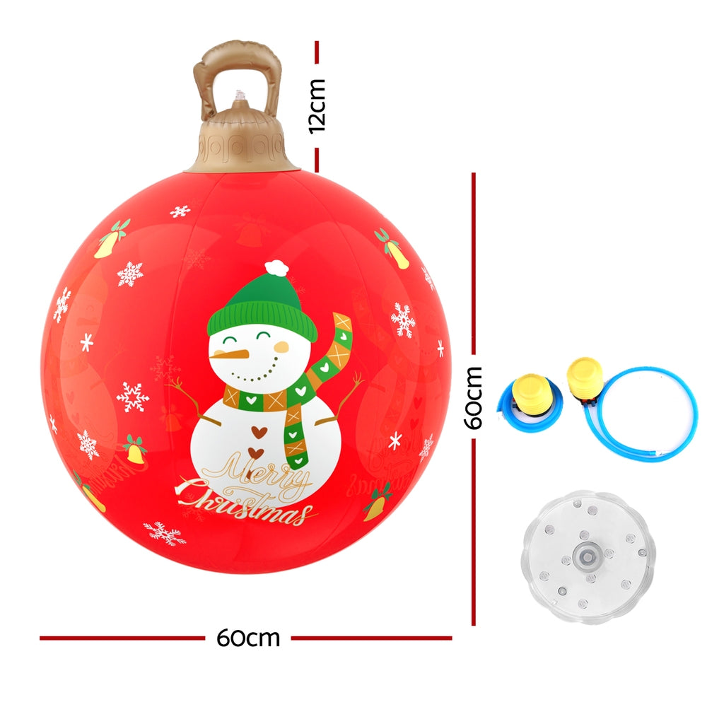 Illuminated 60cm Christmas Inflatable Snowman Ball with LED Lights for Festive Outdoor Decor