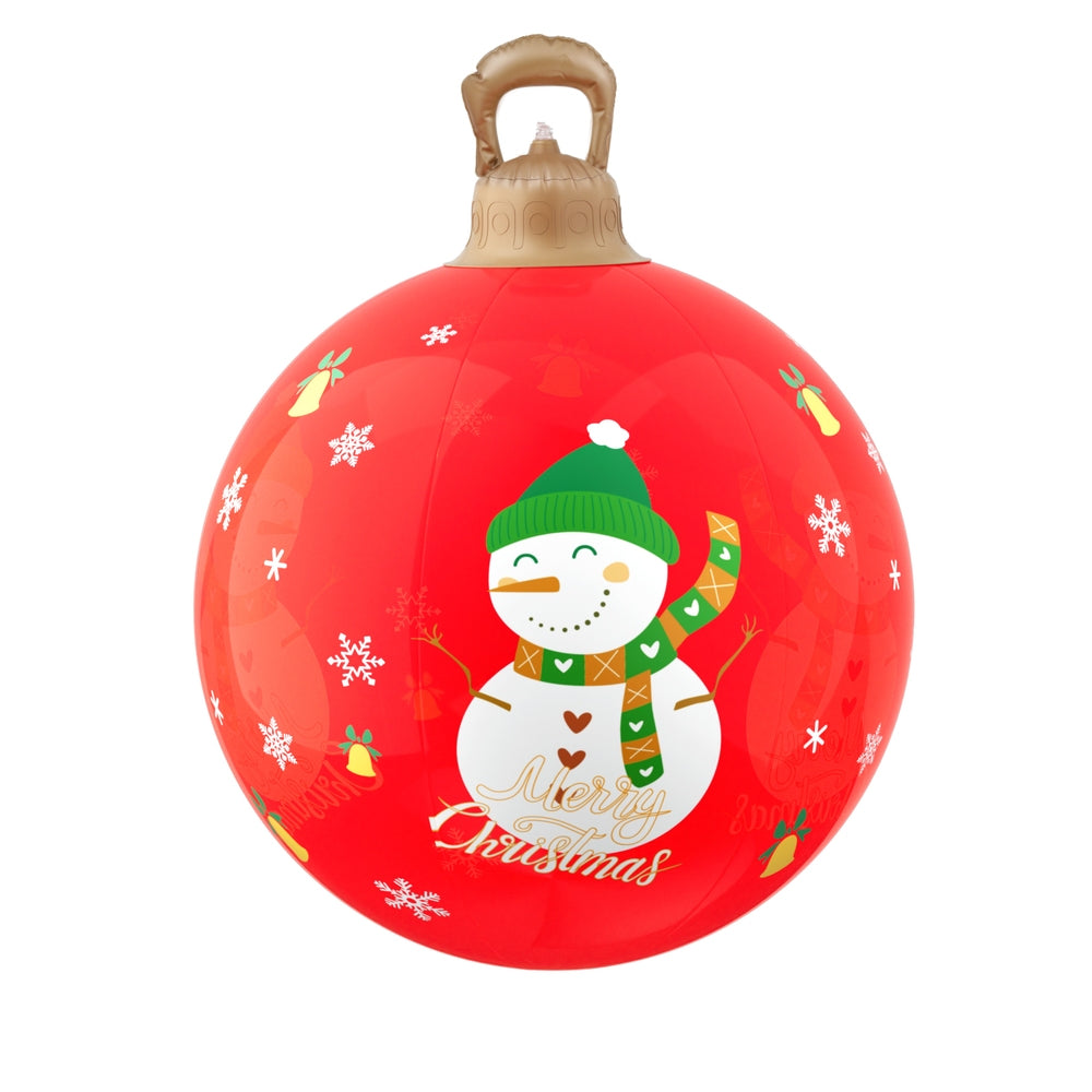 Illuminated 60cm Christmas Inflatable Snowman Ball with LED Lights for Festive Outdoor Decor