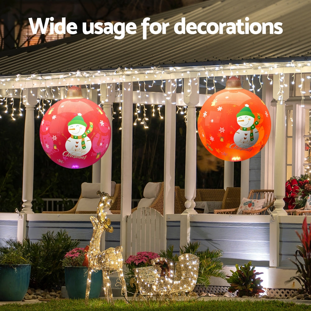 Illuminated 60cm Christmas Inflatable Snowman Ball with LED Lights for Festive Outdoor Decor
