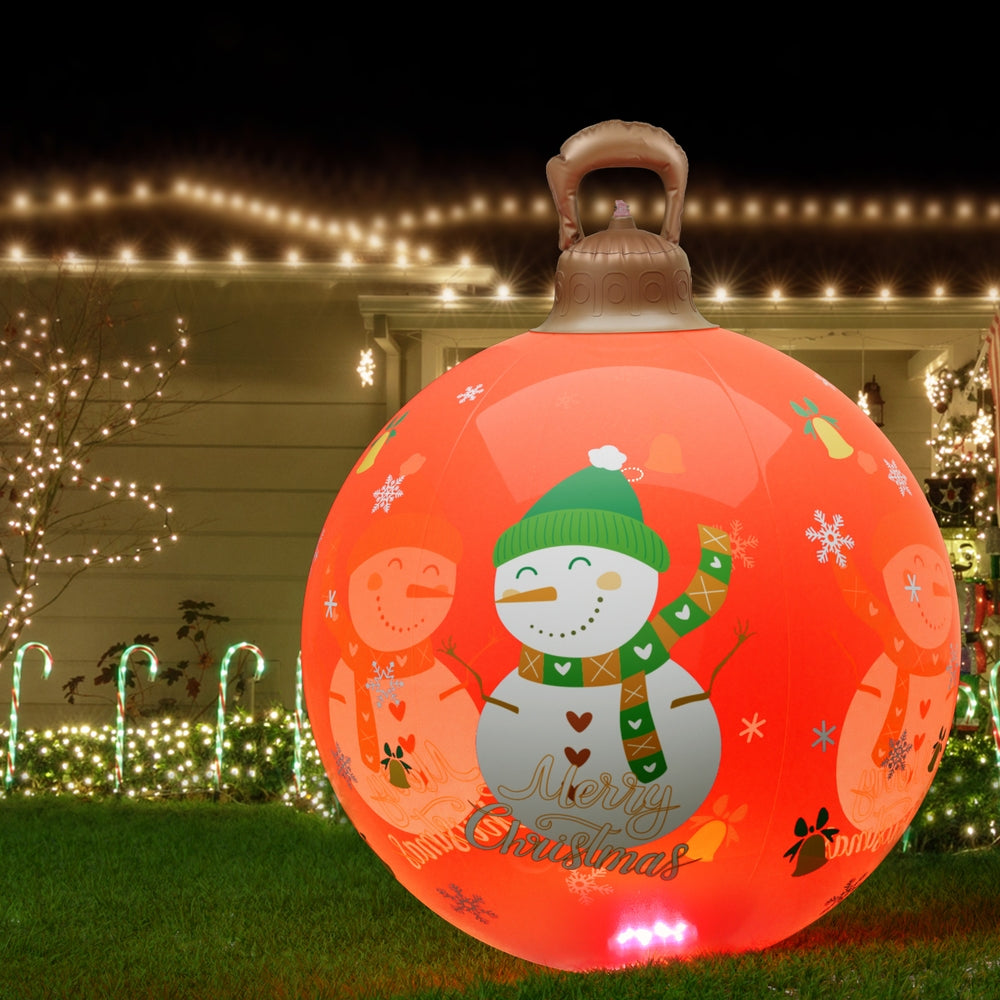 Illuminated 60cm Christmas Inflatable Snowman Ball with LED Lights for Festive Outdoor Decor