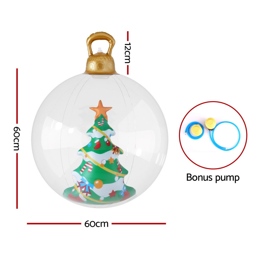Giant 60cm Jingle Jollys Inflatable Christmas Bauble - Clear Tree Decoration