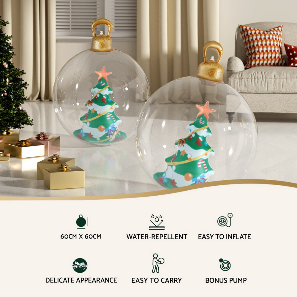 Giant 60cm Jingle Jollys Inflatable Christmas Bauble - Clear Tree Decoration