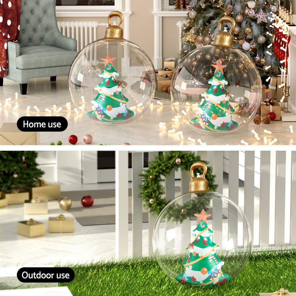 Giant 60cm Jingle Jollys Inflatable Christmas Bauble - Clear Tree Decoration