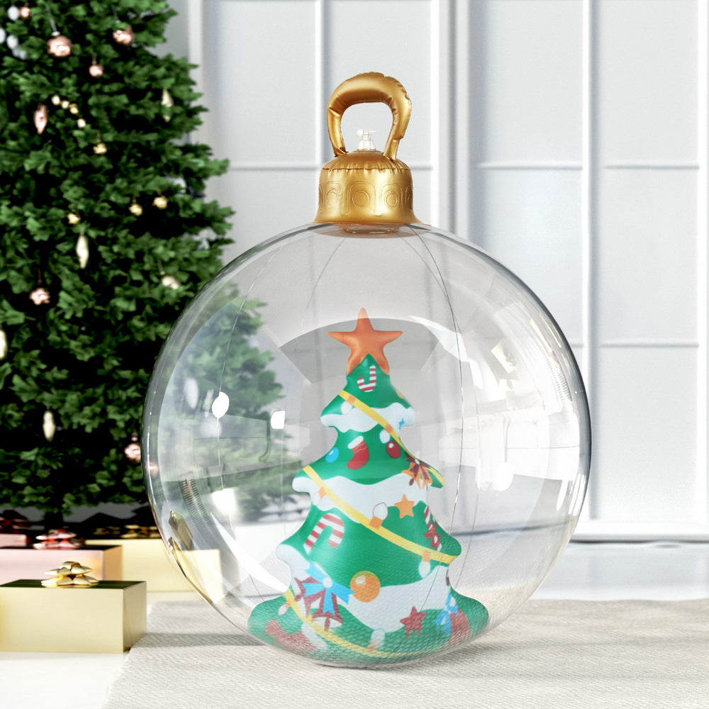 Giant 60cm Jingle Jollys Inflatable Christmas Bauble - Clear Tree Decoration