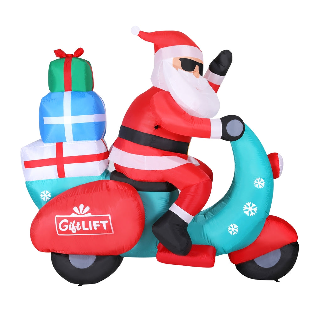 Inflatable Santa on Motorcycle with LED Lights for Christmas Cheer