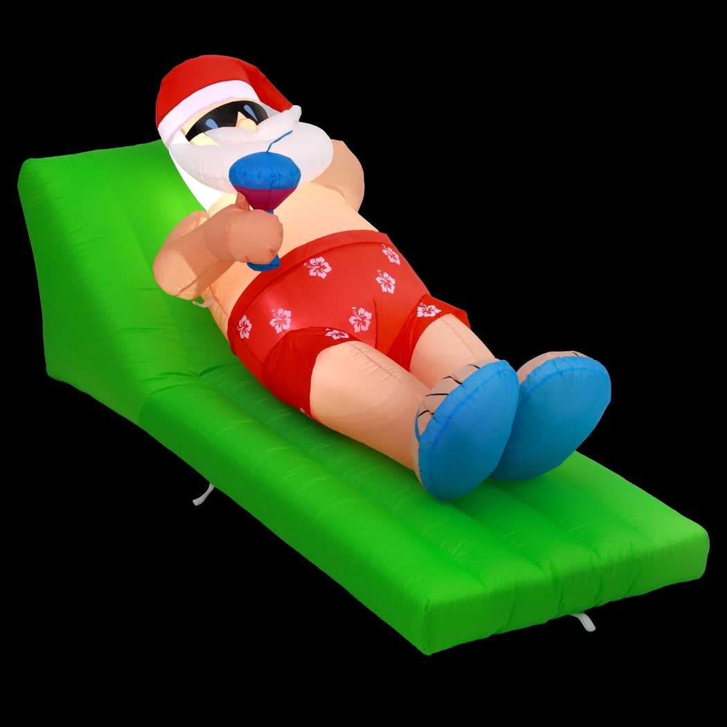 Inflatable Santa Beach Bench with LED Lights - 1.8M Christmas Decoration