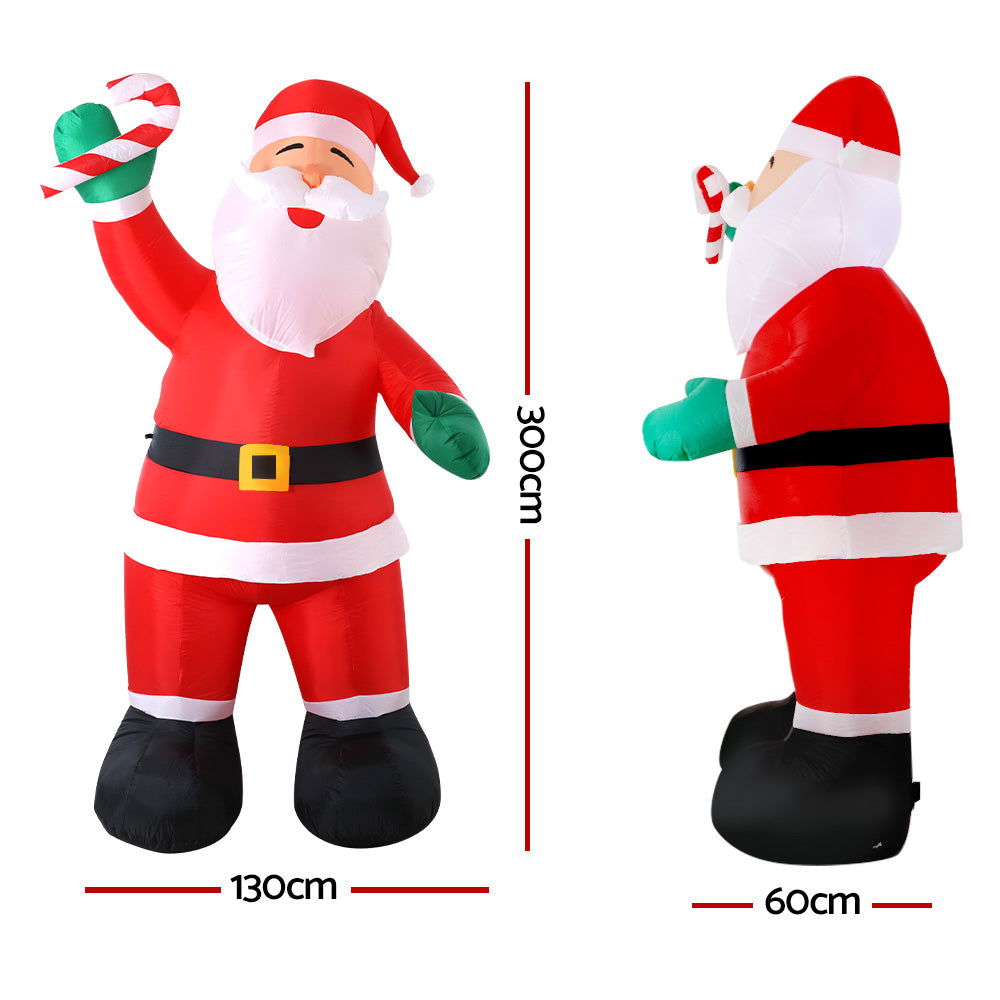 Giant Inflatable Santa Claus for Christmas - 3M LED Holiday Decoration