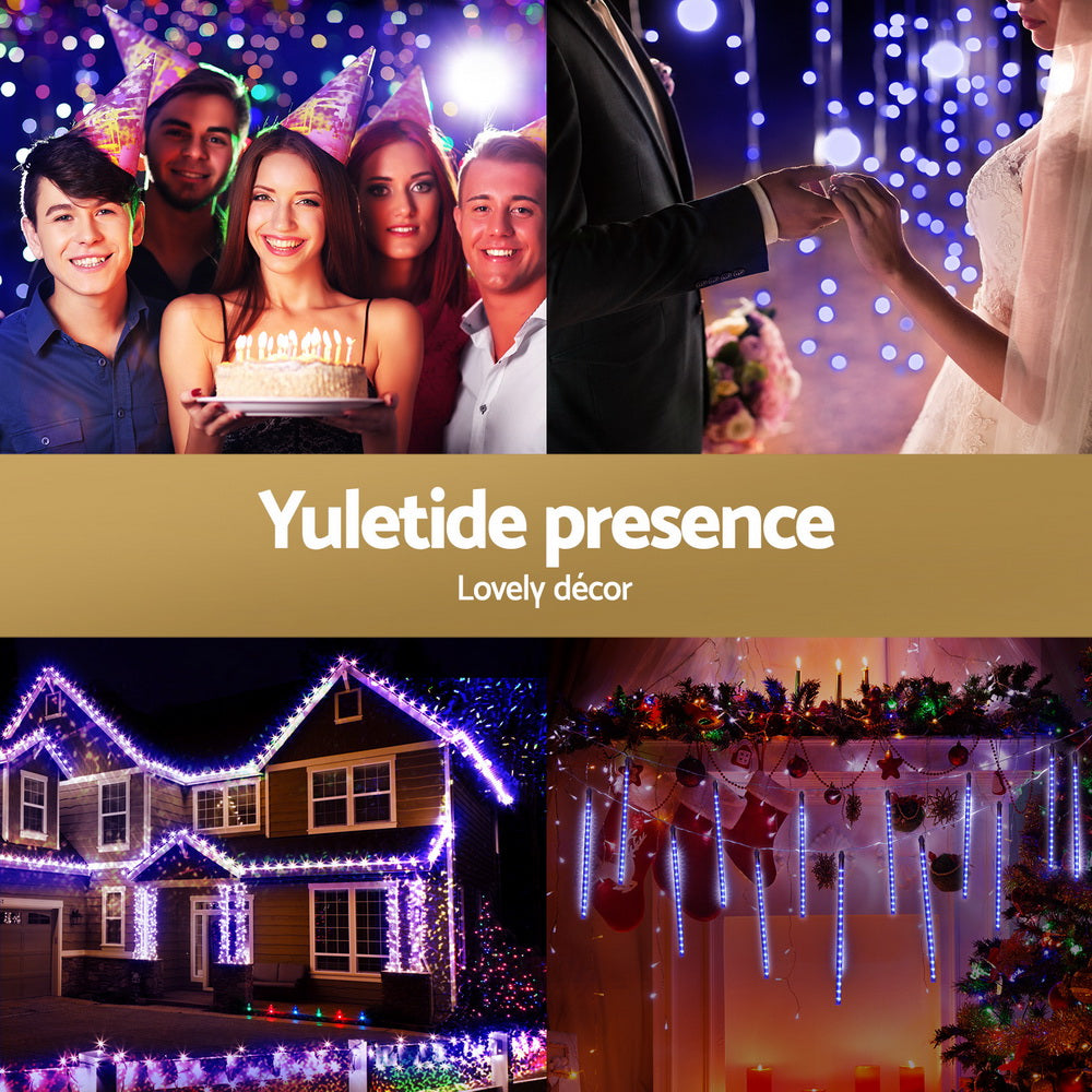 7M Jingle Jollys Icicle LED Christmas Lights with 288 Bulbs - Meteor Shower Effect