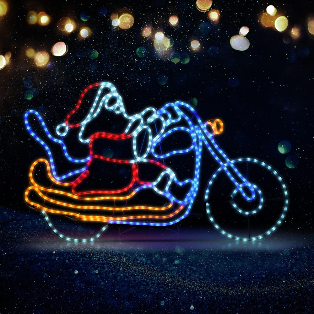 Tinseltown Christmas Lights Santa Motorbike LED Rope Lights Motifs