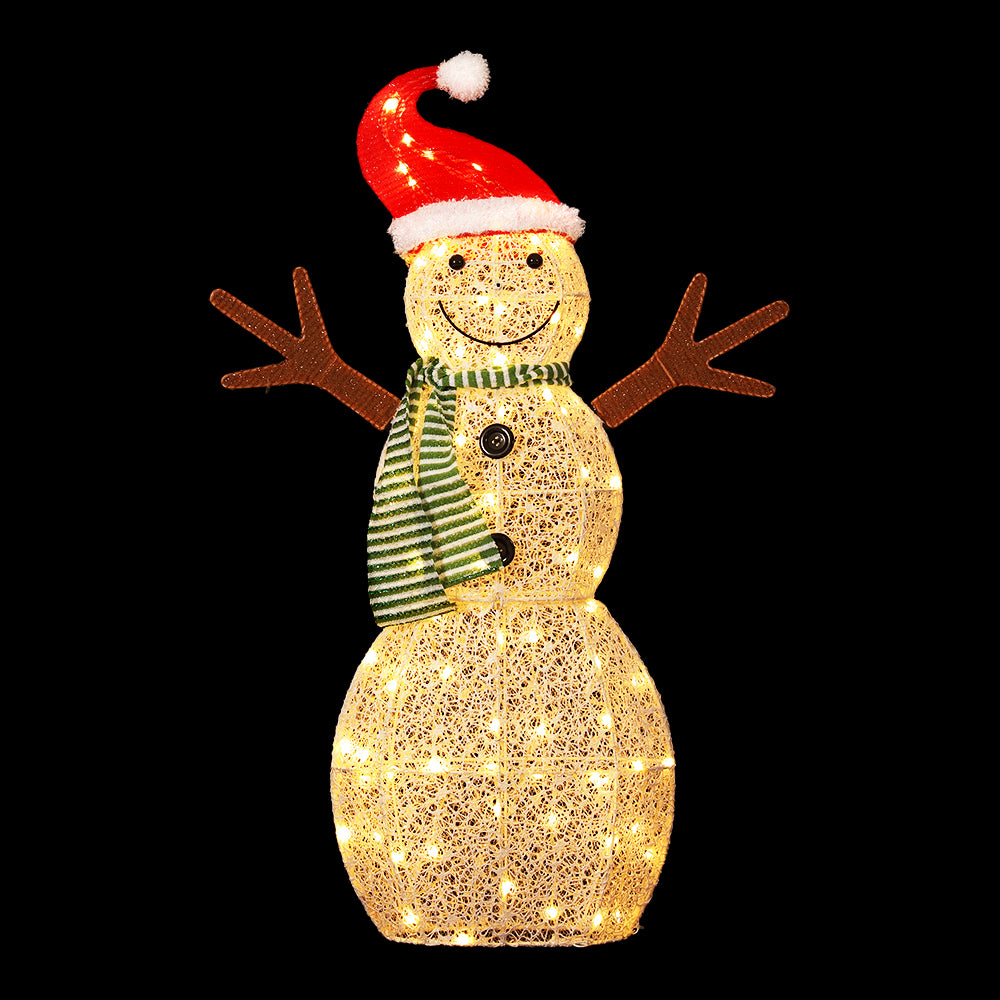 Animated LED Snowman Christmas Lights - 0.97M Holiday Decoration with 80 Warm-White Bulbs