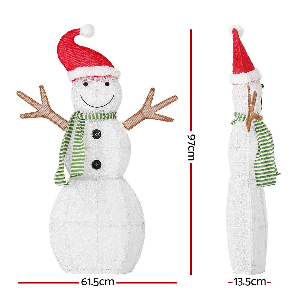 Animated LED Snowman Christmas Lights - 0.97M Holiday Decoration with 80 Warm-White Bulbs
