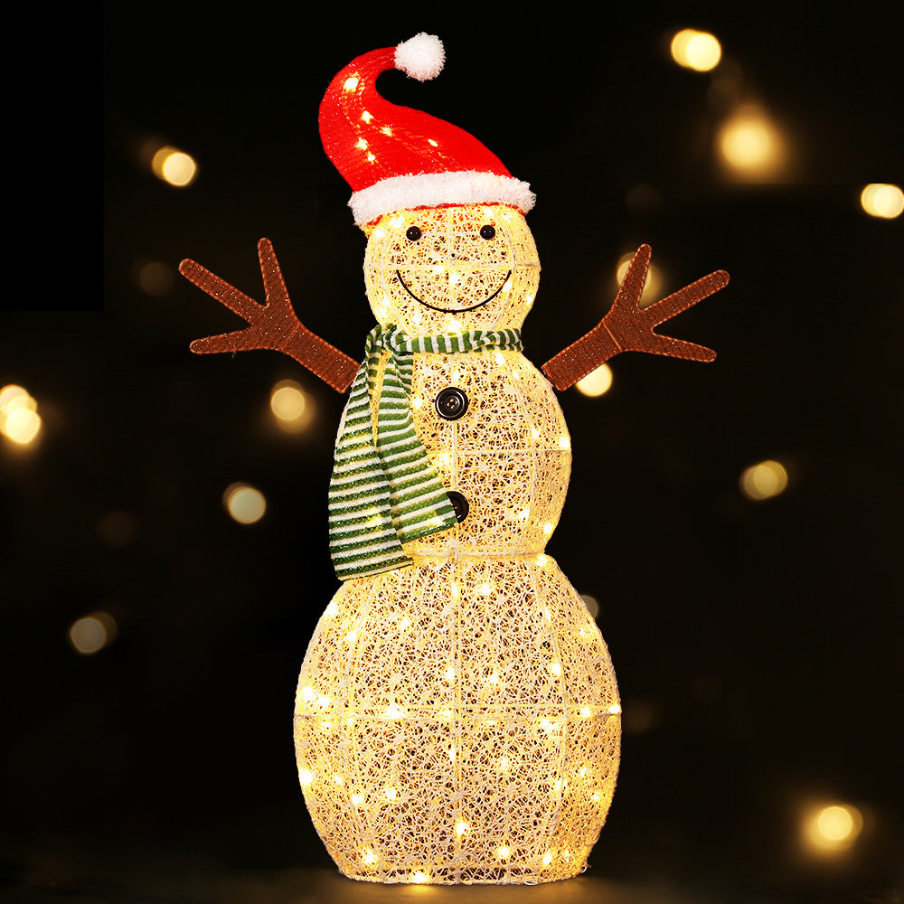 Animated LED Snowman Christmas Lights - 0.97M Holiday Decoration with 80 Warm-White Bulbs