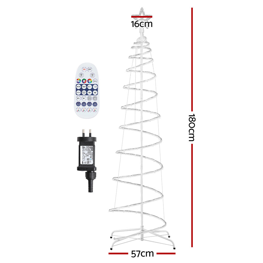 Jingle Jollys Christmas Tree 1.8m 100 RGB LED Rope Lights Xmas Trees Decoration