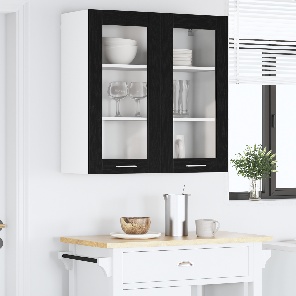Hanging Cabinet Black Oak 80 x 31 x 80 cm Engineered Wood