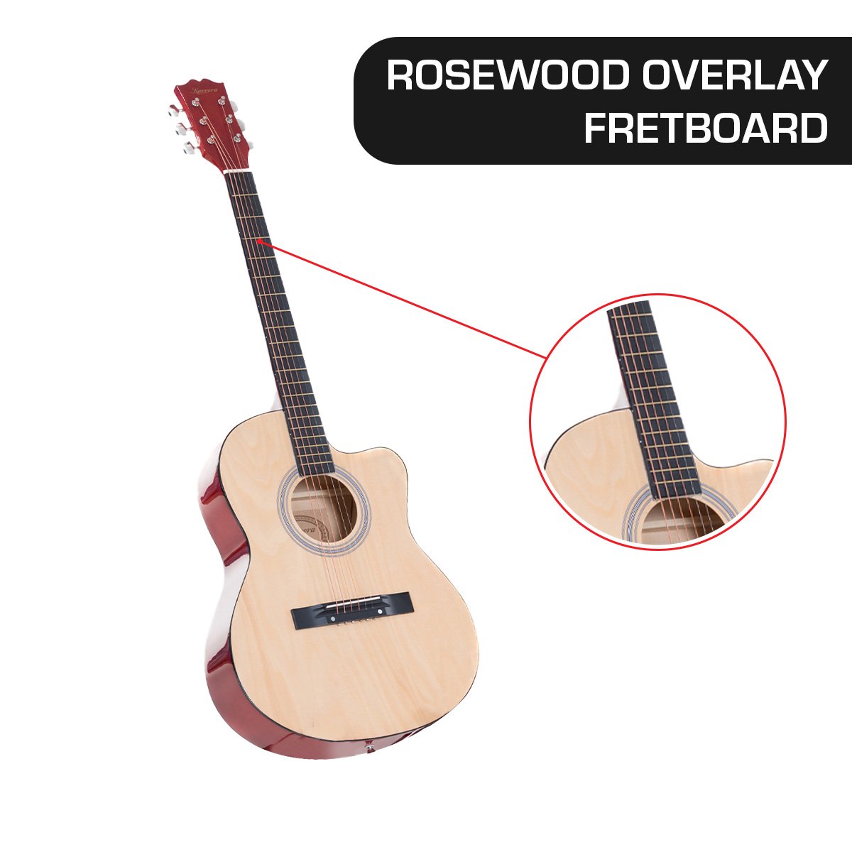 Karrera Acoustic Cutaway 40in Guitar - Natural