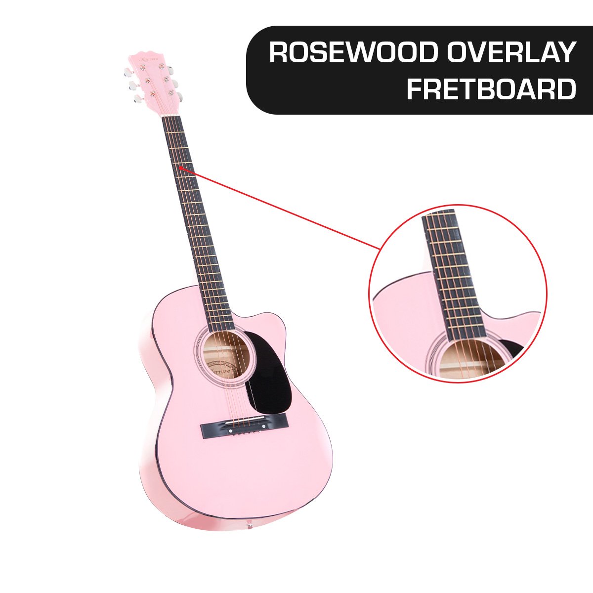 Karrera Acoustic Cutaway 40in Guitar - Pink