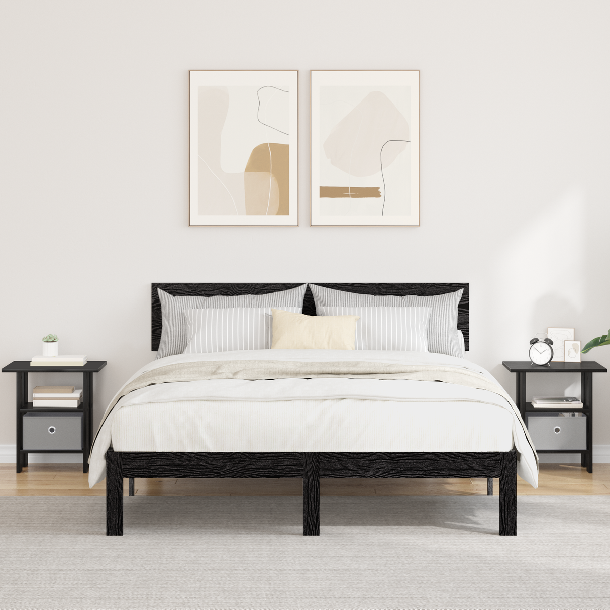 Bedside Table 2 pcs Black Oak 41 x 40 x 45 cm Engineered Wood