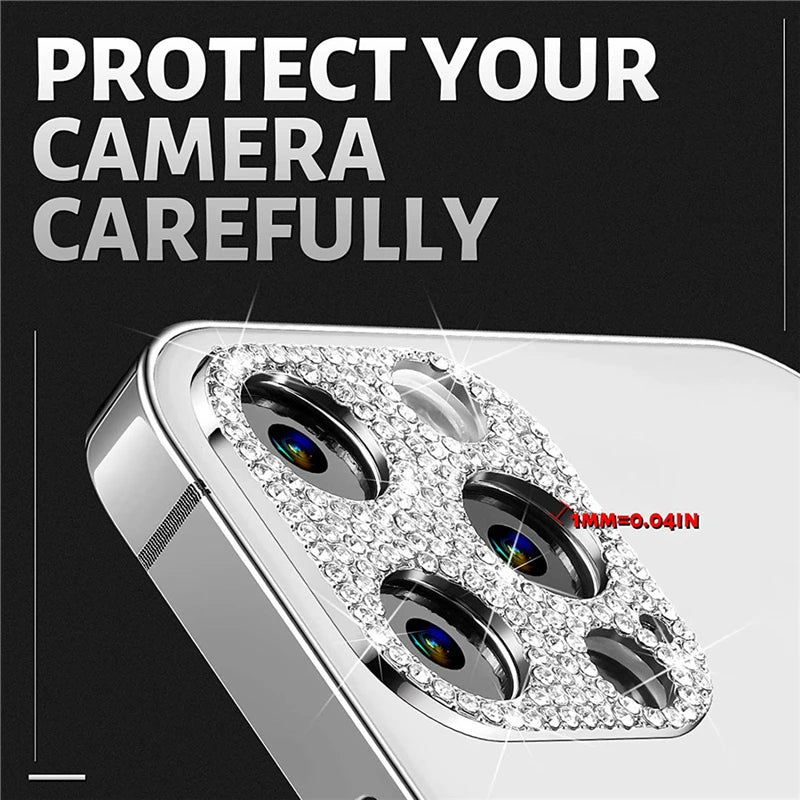 Diamond Metal Camera Lens Protector Glass For iPhone 11 14 15 Pro Max Plus 13 12 Mini Plus Full Cover Camera Lens Protector Case