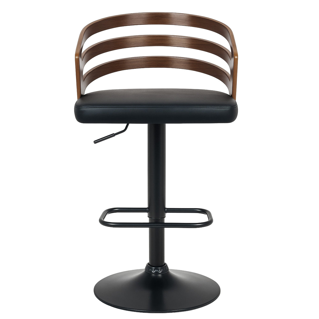 Sarantino Set of 3 Bentwood Walnut Barstool Leather Seat and Metal Base