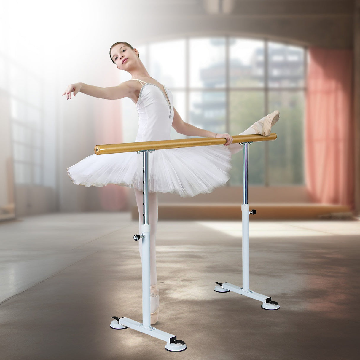 Powertrain 150cm Ballet Barre Freestanding Adjustable Height