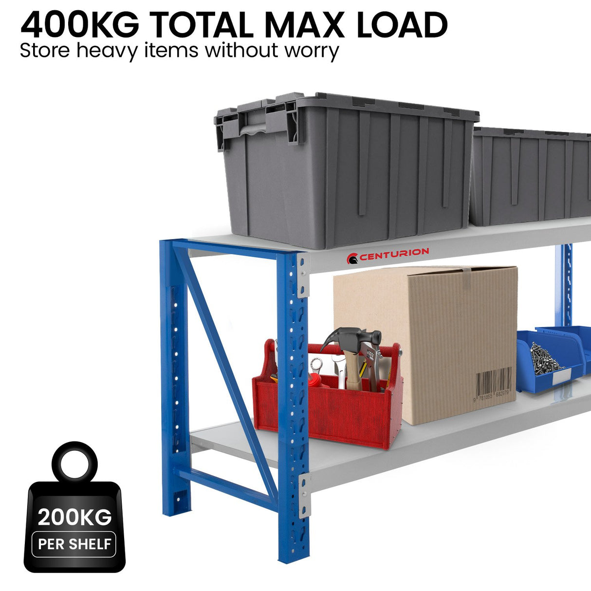 Centurion 2 Layers Work Bench 2m 400kg - Grey Blue
