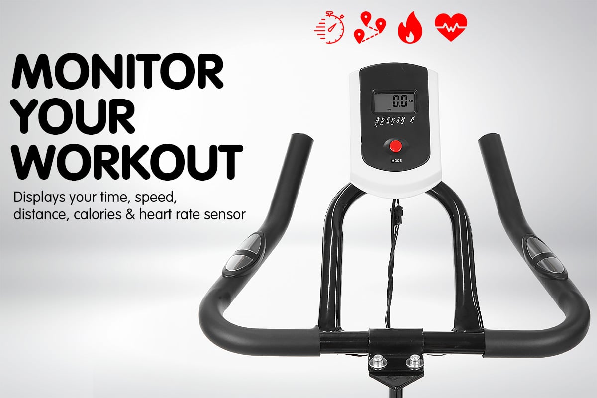 Powertrain Home Gym Flywheel Exercise Spin Bike - Black