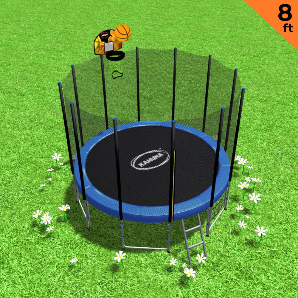 Kahuna Blizzard 8 ft Trampoline Blue with Basketball Set