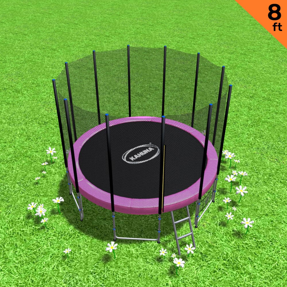 Kahuna 8 ft Round Trampoline Free Safety Net Pad - Pink