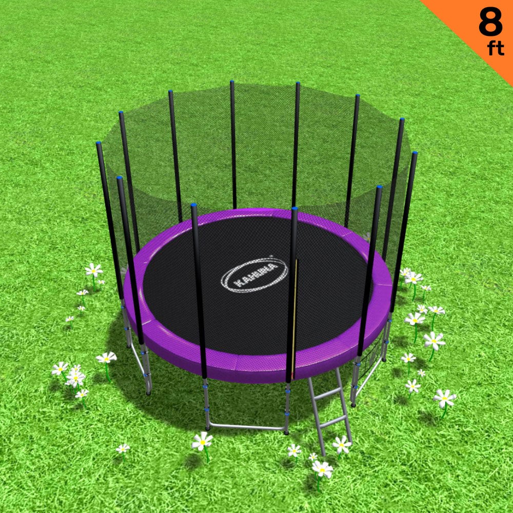 Kahuna 8 ft Round Trampoline Free Safety Net Pad Tidy - Purple