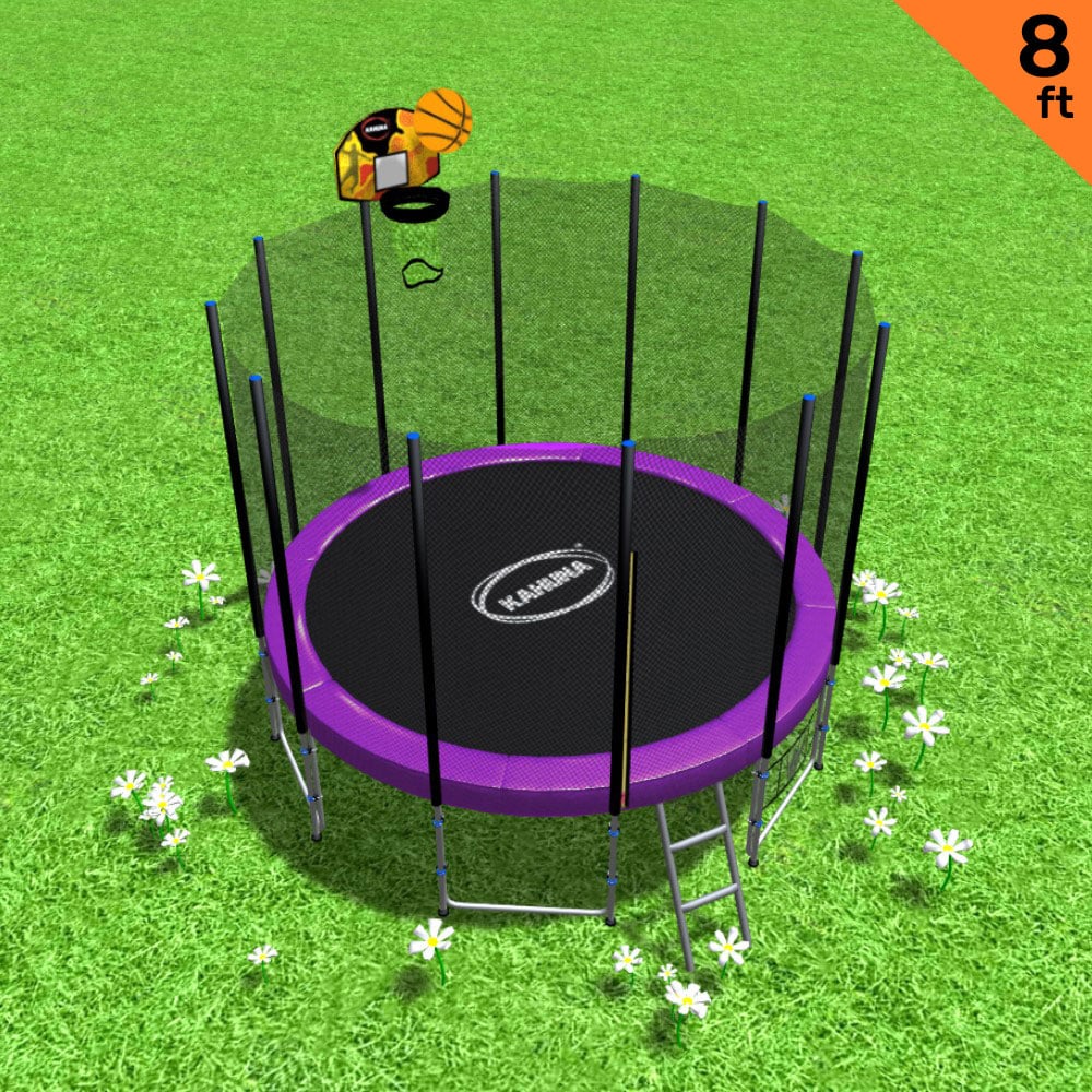 Kahuna Blizzard 8 ft Trampoline Green with Basketball Set Purple