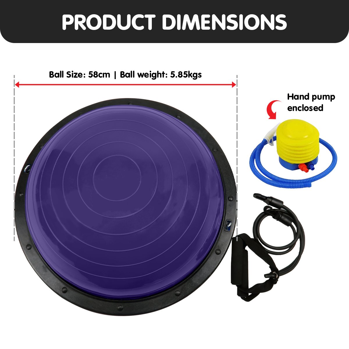 Powertrain Fitness Yoga Ball Home Gym Workout Balance Trainer - Purple