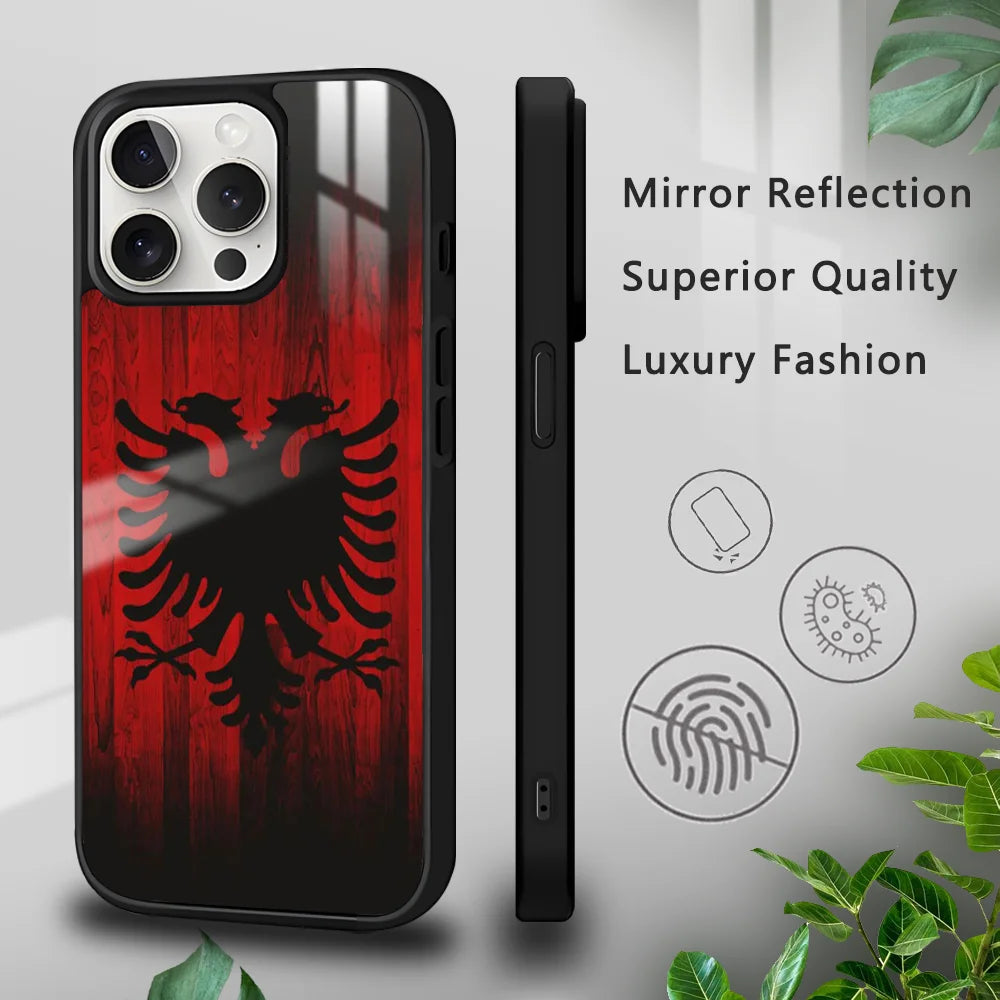 Albania flag Phone Case For iPhone 16 15 14 13 12 11 Pro Xs Max Mini Plus Celulares Hard Funda
