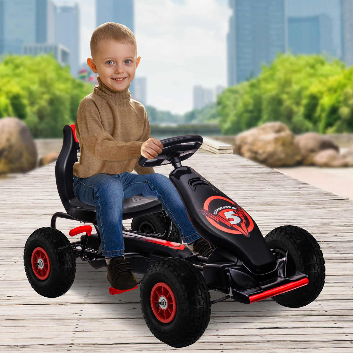 Kahuna G18 Kids Ride On Pedal Powered Go Kart Racing Style - Red