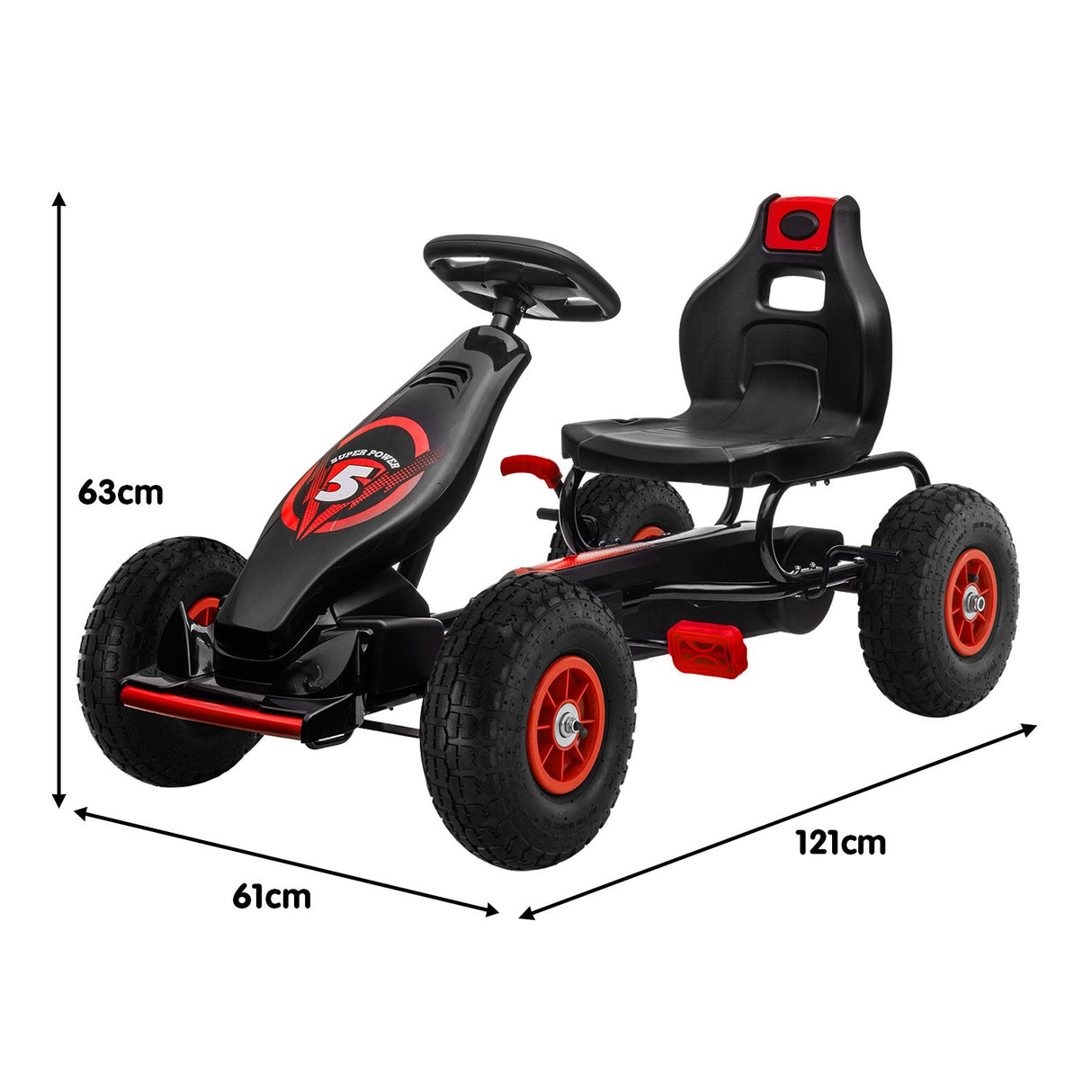 Kahuna G18 Kids Ride On Pedal Powered Go Kart Racing Style - Red